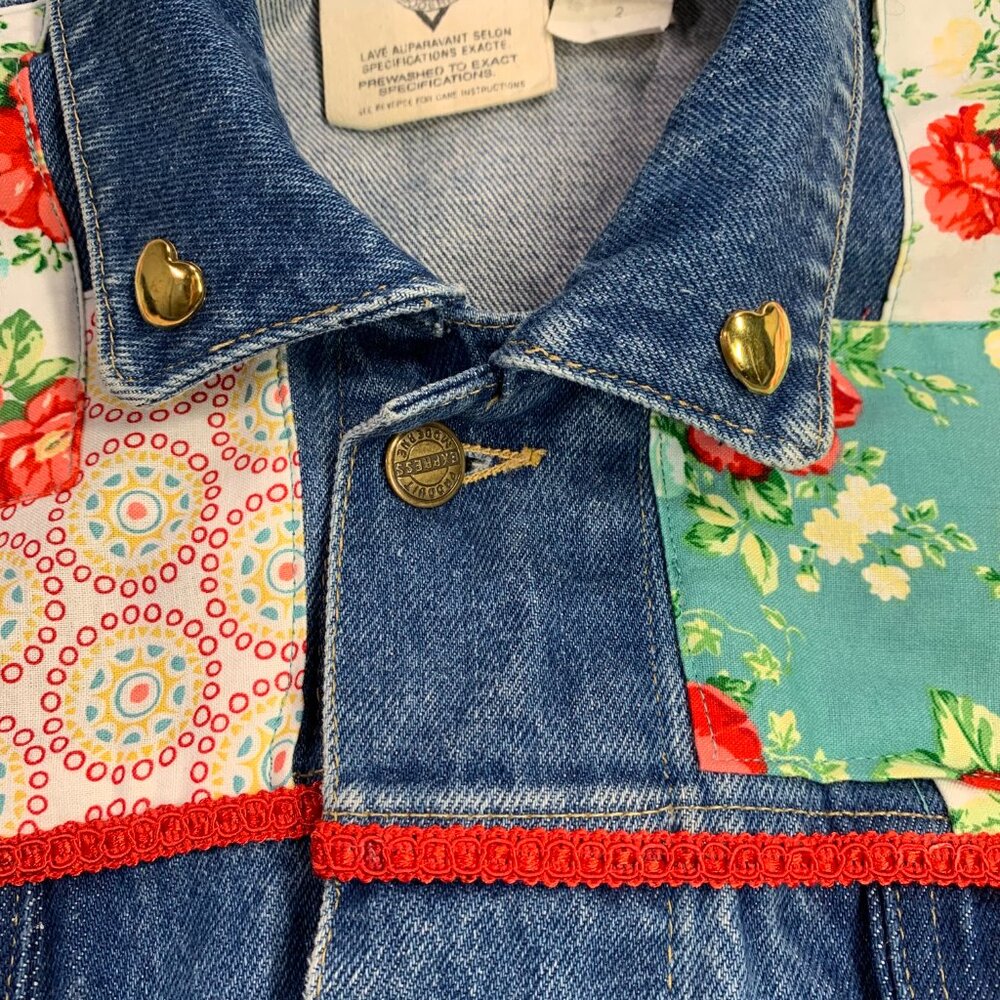 Denim Jacket Patchwork Flowers Pioneer Country Gi… - image 4